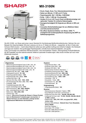 MX-3100N-Farbkopierer / MFP - Sharp Electronics