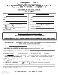 Residential Building Permit - Twin Falls County