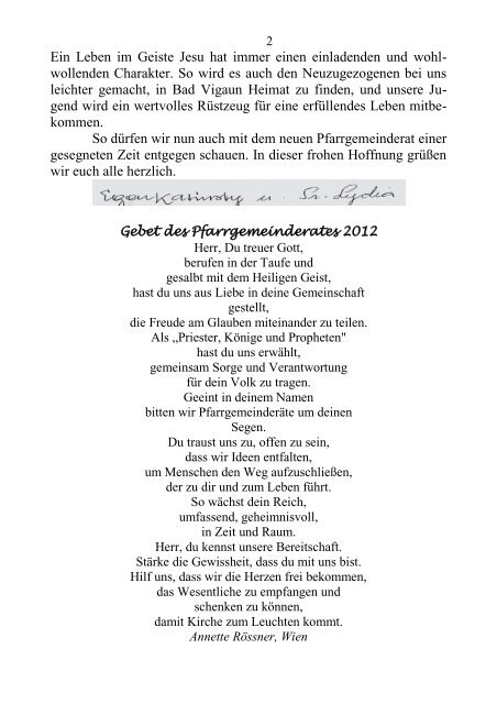 Pfarrblatt SOMMER 2012 - Texte - Pfarre Bad Vigaun