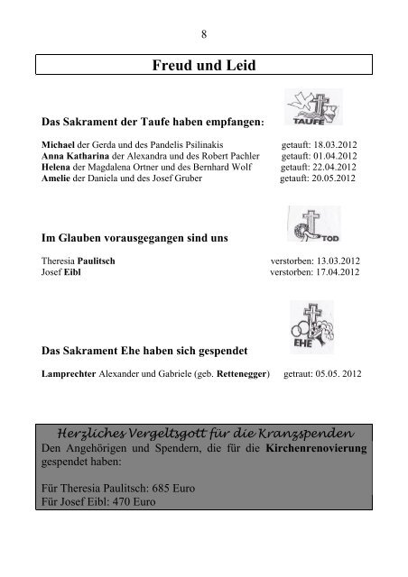 Pfarrblatt SOMMER 2012 - Texte - Pfarre Bad Vigaun