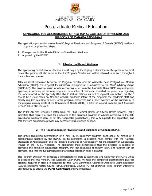 application for accreditation of new programs - Faculty of Medicine