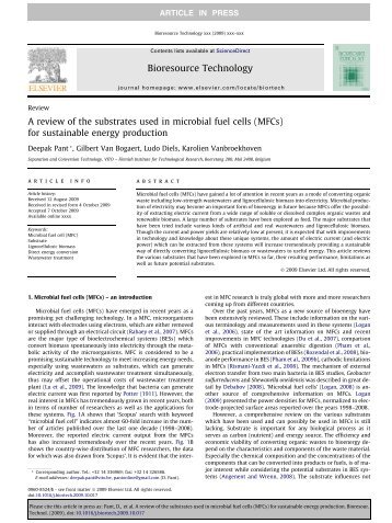 A review of the substrates used in microbial fuel cells (MFCs) for ...