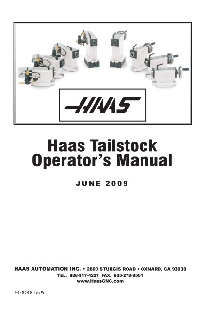 Haas Tailstock Operator S Manual Haas Automation Inc