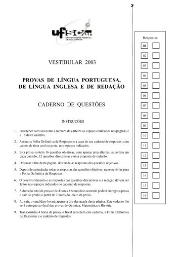 VESTIBULAR 2003 PROVAS DE LÃNGUA ... - Apoio Escola