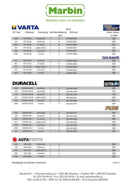 NIEUW assortiment zaklampen - Marbin batterijen