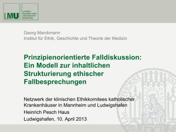 Prinzipienorientierte Falldiskussion - Institut fÃ¼r Ethik, Geschichte ...