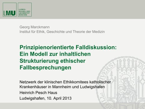 Prinzipienorientierte Falldiskussion - Institut fÃ¼r Ethik, Geschichte ...