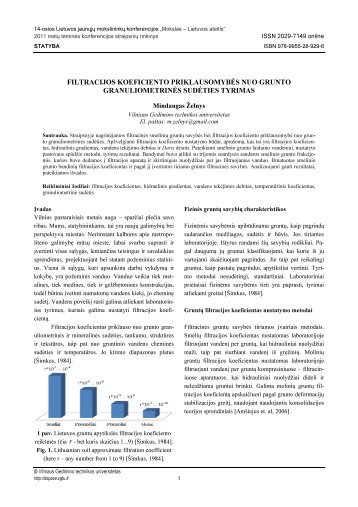 filtracijos koeficiento priklausomyb s nuo grunto granuliometrin s sud ...