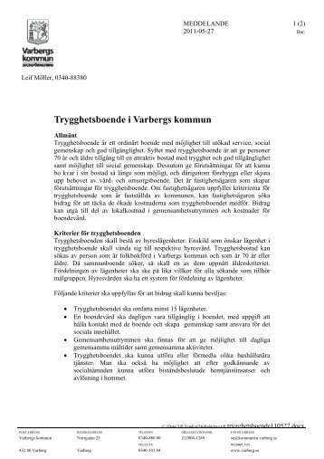 Trygghetsboende i Varbergs kommun