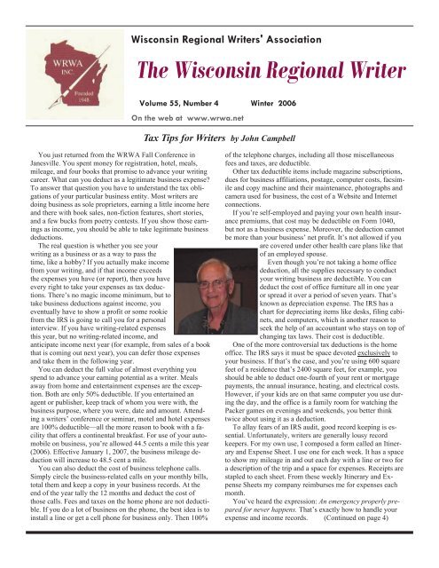 WRWA Newsletter.pub - Wisconsin Writers Association