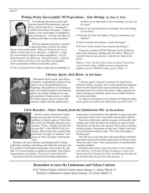 WRWA Newsletter.pub - Wisconsin Writers Association