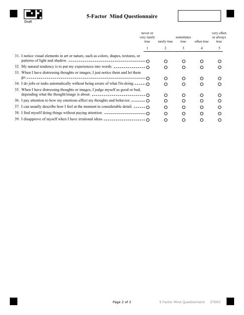 5 Factor Mind Questionnaire (27 - the Center on Early Adolescence