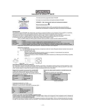 Instrucţiuni de utilizare RT 500 RF Trotus Grup srl