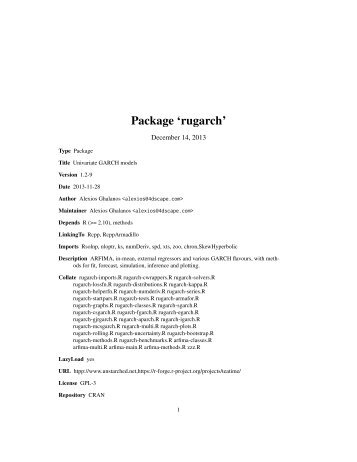 Package 'rugarch'