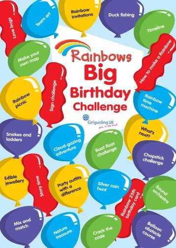 Rainbow Big Birthday Challenge Resource Pack - Shropshire Guiding