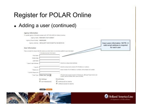 POLAR Online - Holland America Line