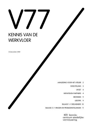 V77: KEI-atelier Kennis van de werkvloer - KEI Stedelijke vernieuwing