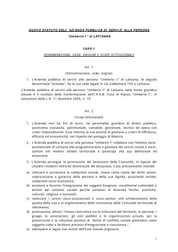statuto tipo delle aziende pubbliche di servizi alla persona