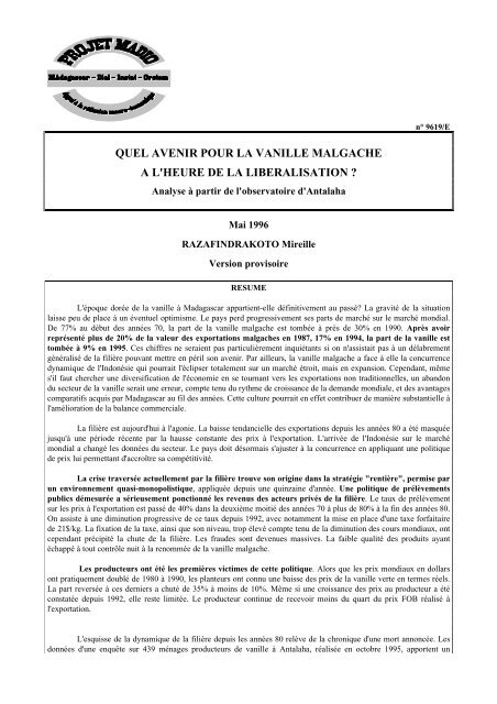 Madagascar : le kilo de vanille doit être vendu à l'export 250