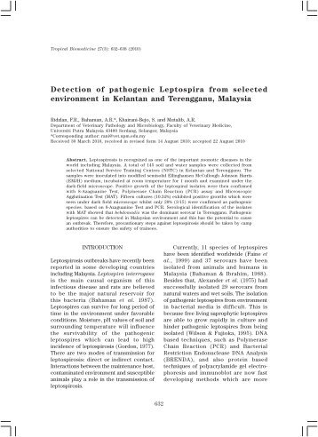 632 - 638 Detection of pathogenic Leptospira from selected - MSPTM