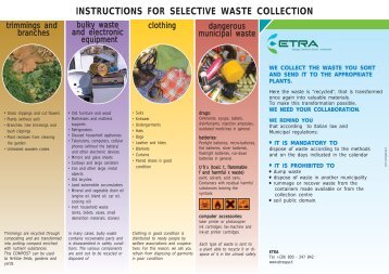 INSTRUCTIONS FOR SELECTIVE WASTE COLLECTION - Etra Spa