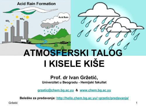 ATMOSFERSKI TALOG I KISELE KISE.pdf - Hemijski fakultet ...