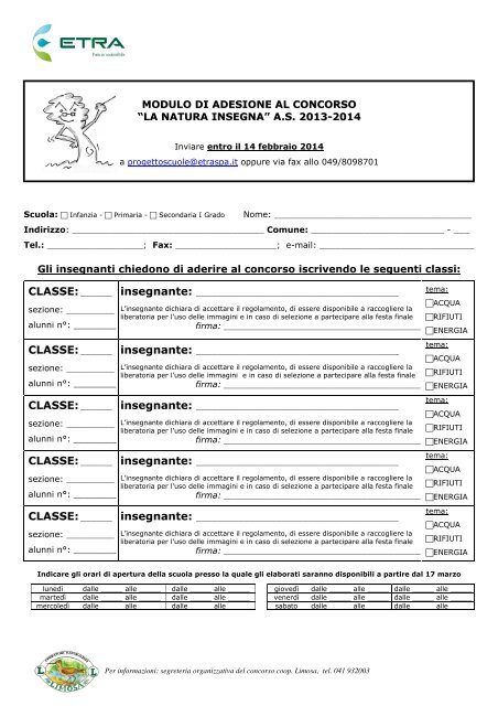 modulo di adesione - Etra Spa