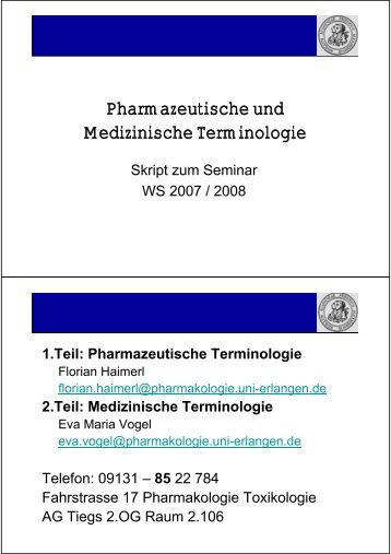 Pharmazeutische und Medizinische Terminologie - Institut für ...