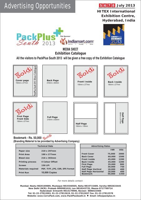 Advertising Opportunities in Catalogue - PackPlus South