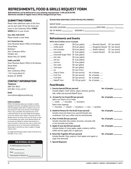 Snow Mountain Ranch Group Planning Guide for June 2013