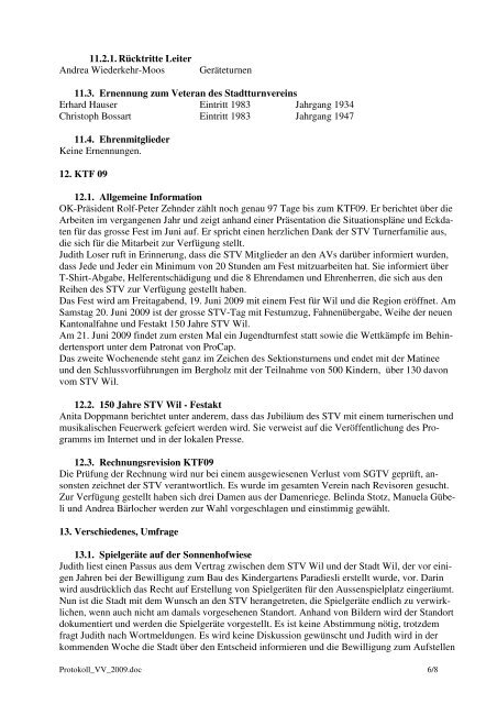 Protokoll der 27. Vollversammlung vom 13. MÃ¤rz 2009