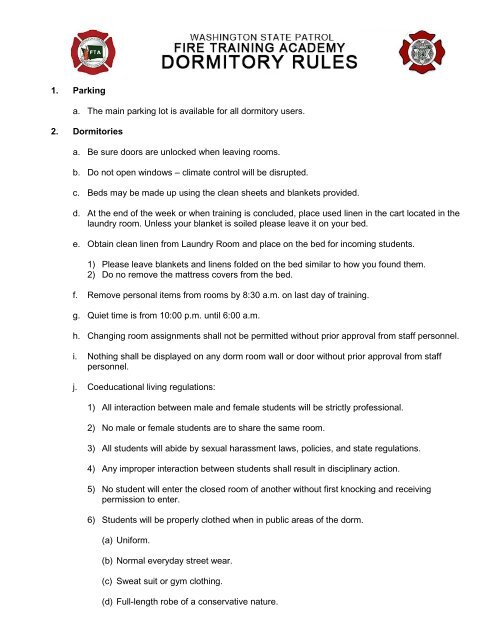 Fire Training Academy Dormitory Rules fire-training-academy-dormitory-rules