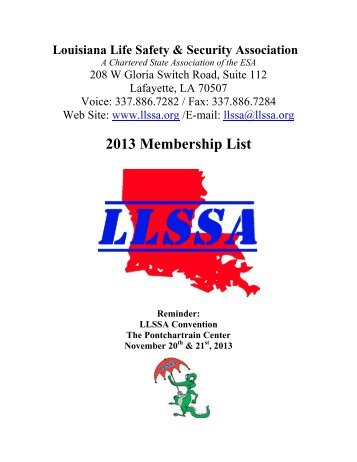2013 Membership List - Louisiana Life Safety & Security Association