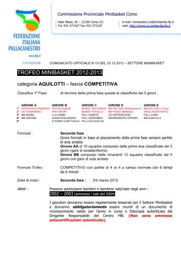 trofeo minibasket 2012-2013 - Federazione Italiana Pallacanestro