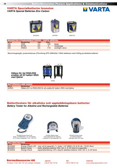 Produktkatalogen Nr. 14-2011 - BatteriGrossisten