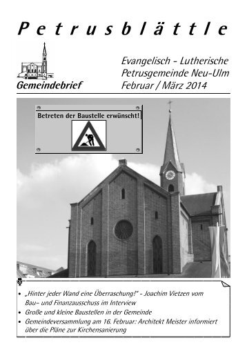 aktueller Gemeindebrief - Petruskirche - Telebus