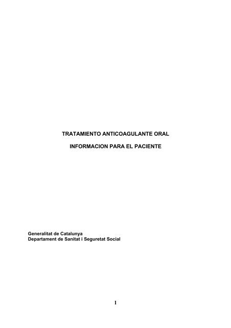 Tratamiento anticoagulante oral. InformaciÃ³n para el paciente