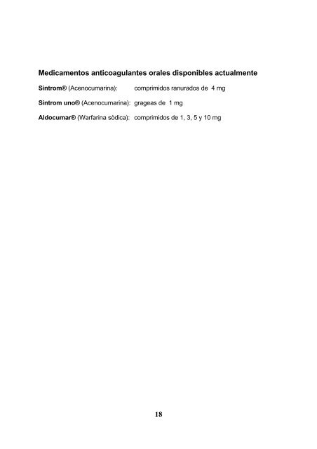 Tratamiento anticoagulante oral. InformaciÃ³n para el paciente