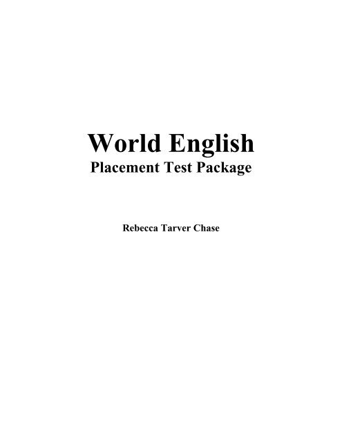 World English Placement Test Package - Cengage Learning