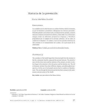 Historia de la prevención - Hacia la Promoción de la Salud