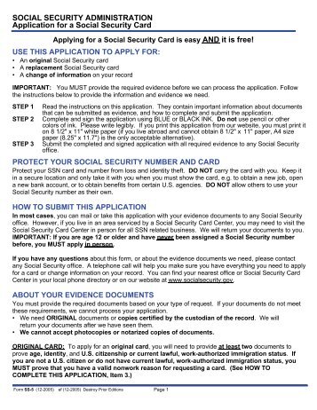 Application for Social Security Card