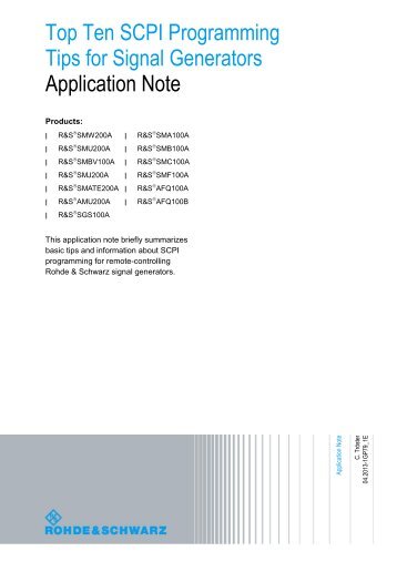 Top Ten SCPI Programming Tips for Signal Generators - Rohde ...