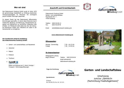 Info-Flyer: Umschulung zum GÃ¤rtner - Diakoniewerk Duisburg GmbH