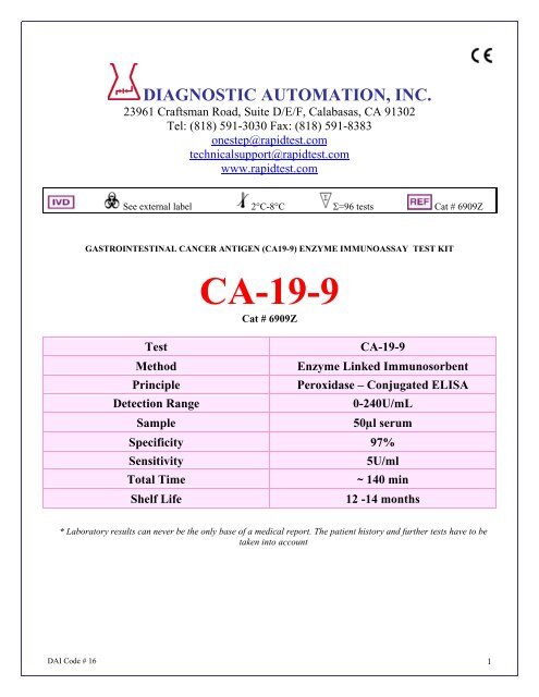 CA-19-9 - Diagnostic Kit