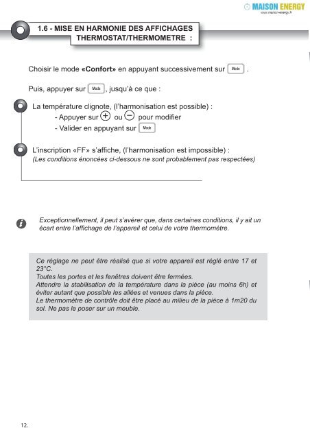 Notice d'Installation, d'Utilisation de l'appareil et Bon de garantie