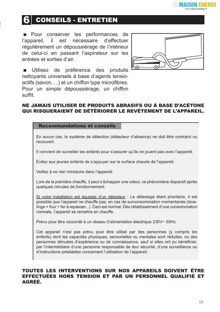 Notice d'Installation, d'Utilisation de l'appareil et Bon de garantie