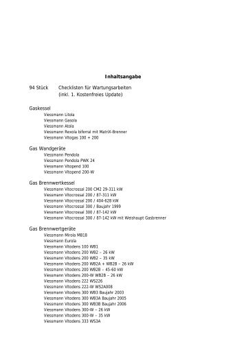 Inhaltsangabe Checklisten inkl.  1. Update - shk-aktiv