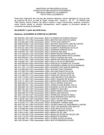 Pauta da 2Âª CAJ dos dias 03 e 04/08/2011 - MinistÃ©rio da ...
