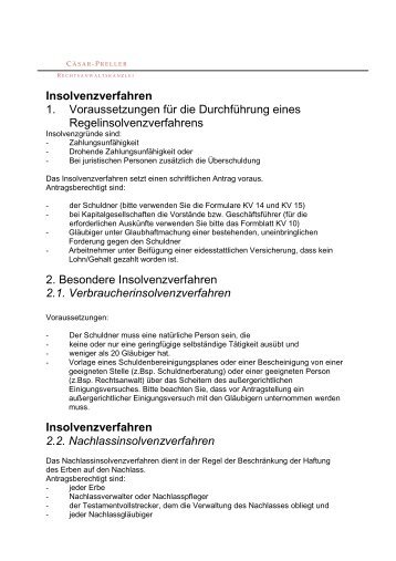 Merkblatt zum Insolvenzverfahren