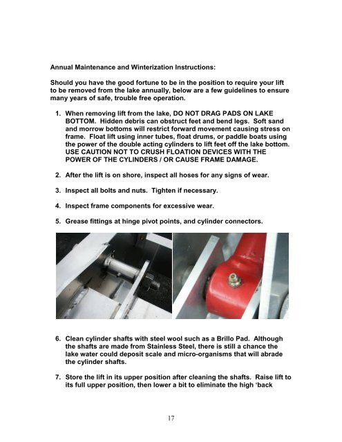 hydraulic lift instructions slide channel version ... - Hydraulic Boat Lifts